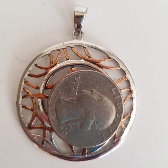 Sterling Silver High Polish Non Tarnish Spiral Circle Rose Gold Pendant Necklace - Picture 4 of 6